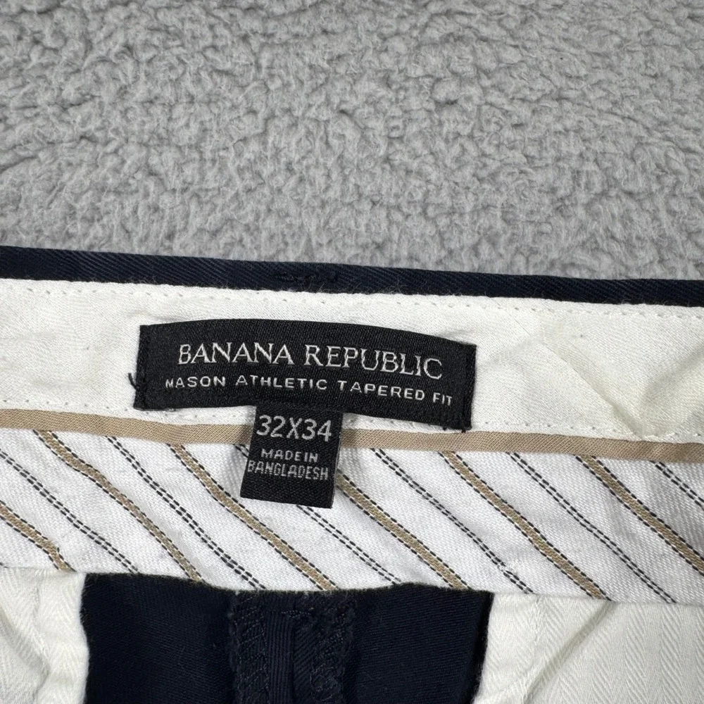 Banana Republic Mason Athletic Tapered Fit Chino Pants Navy Blue Mens 32x33